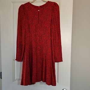 Banana Republic Red Peplum A-Line Dress with Bishop Sleeves